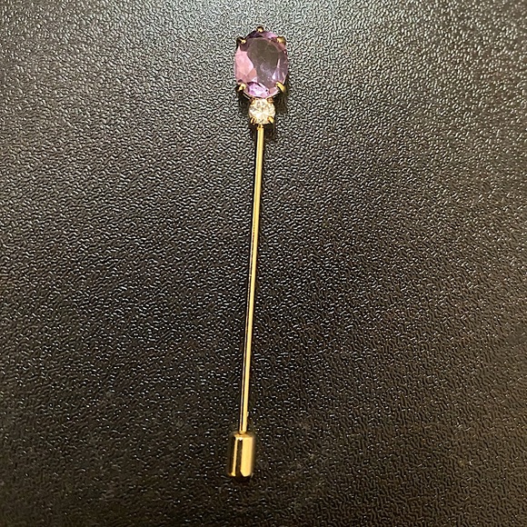 Antique purple stone with white gems stick pin( no markings) - Picture 1 of 5